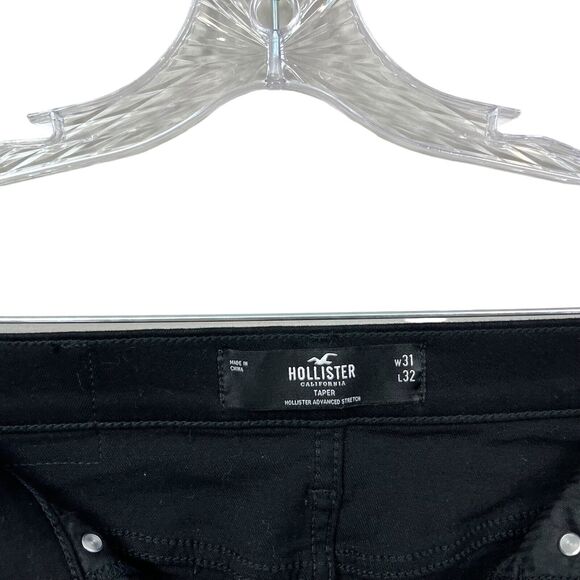 Hollister Mens Jeans Taper Leg Advanced Stretch Distressed 5 Pocket Black Sz 31‎ - Picture 4 of 8